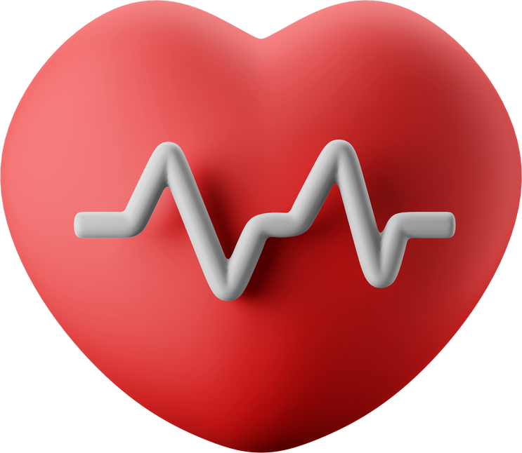 healthy heart rate vitality symbol 3d icon illustration